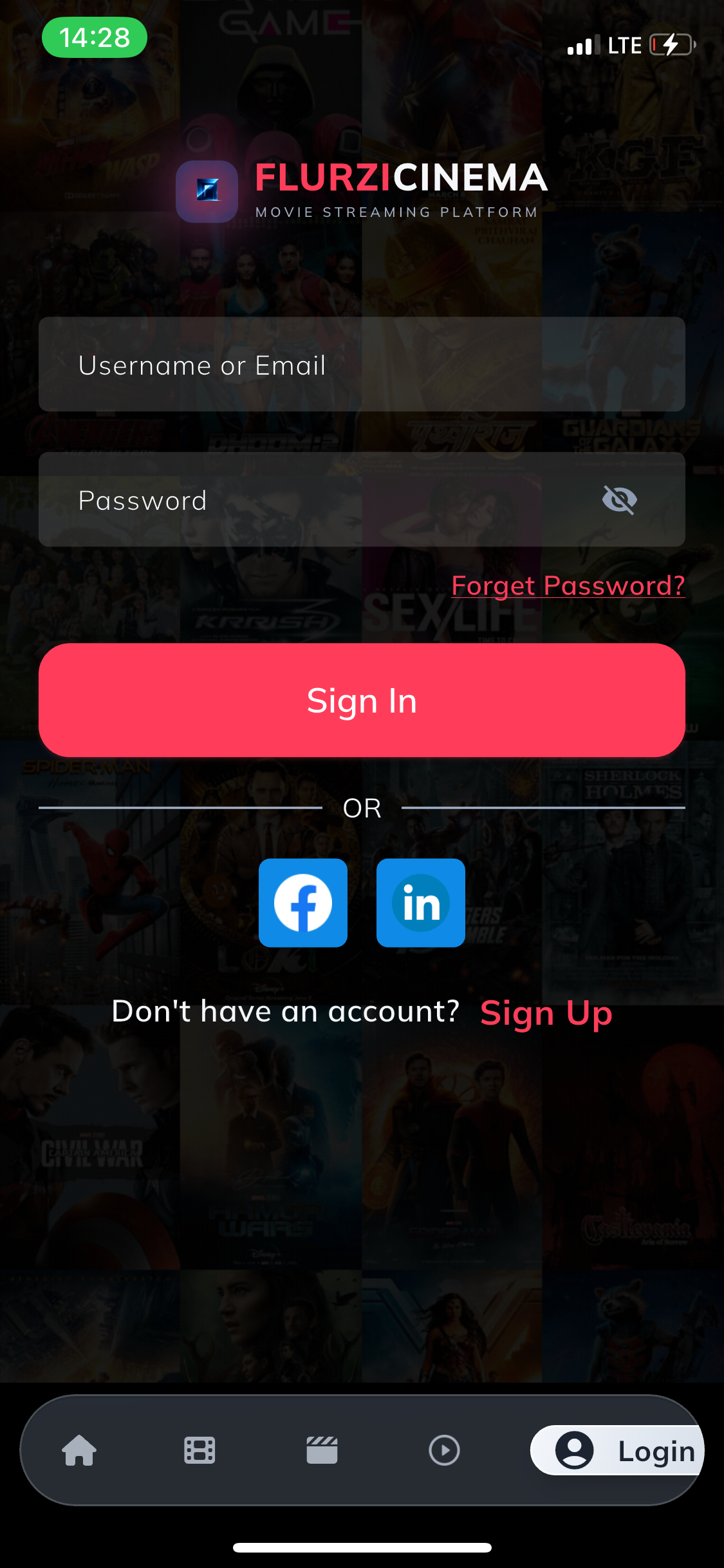 FCinema all movies catalog screen