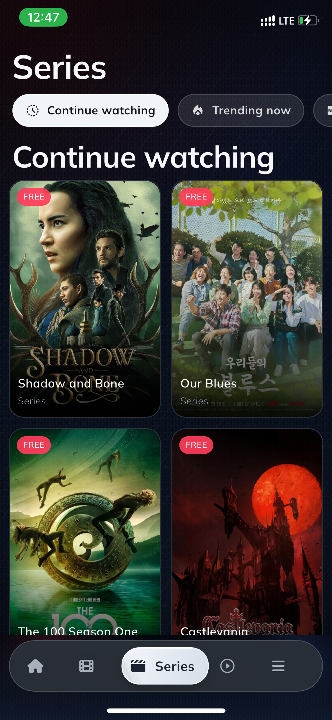 FCinema series continue watching screen